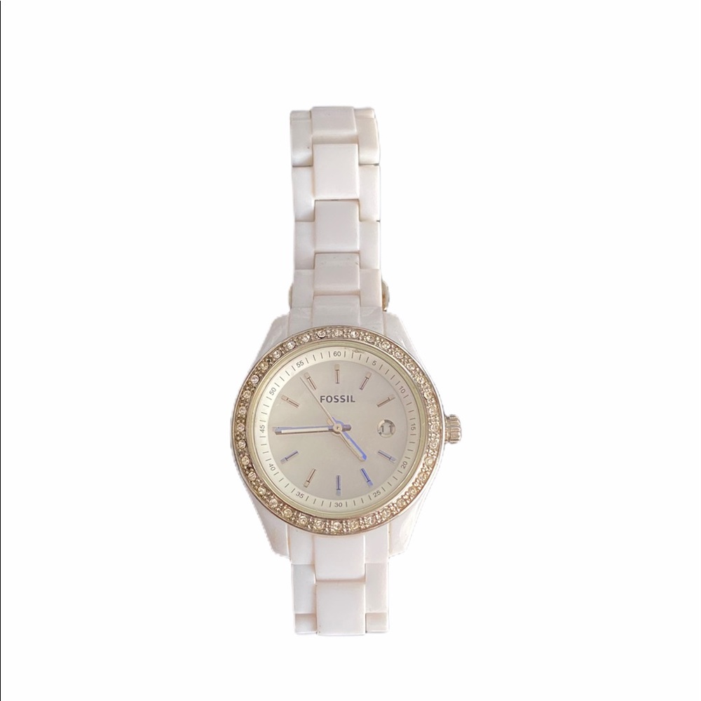 White Fossil watch